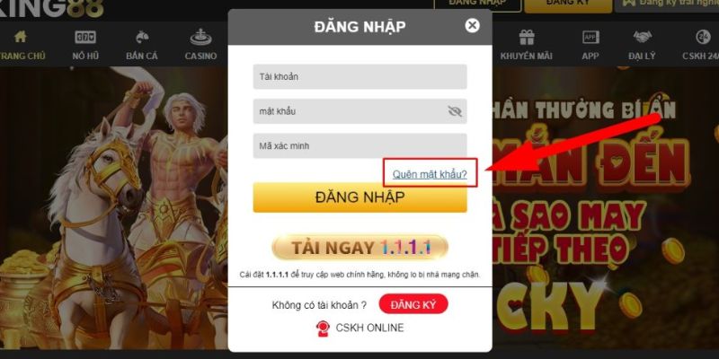 Sử dụng nút “ quên mật khẩu”